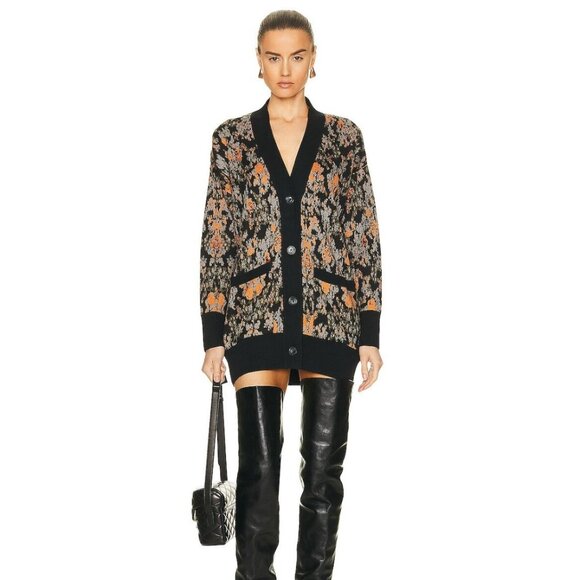 Hemant and Nadita Black Floral Rafa Cardigan - Size M - Picture 1 of 10